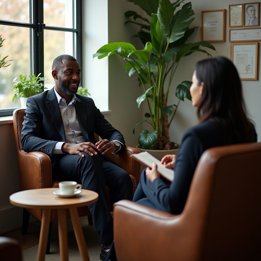 Professional mentorship meeting between experienced mentor and developing employee